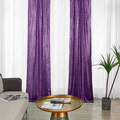 China Purple Glitter Sequin Backdrop Rectangle Seamless Curtains Glitter Sequin Backdrop Curtains For Wedding for sale