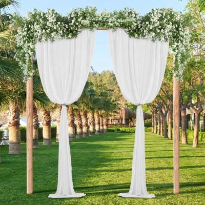 China Shaoxing Textile Soft White Polyester Woven Rectangle Chiffon Backdrop Curtain Backdrop Beautiful Chiffon Curtain for sale