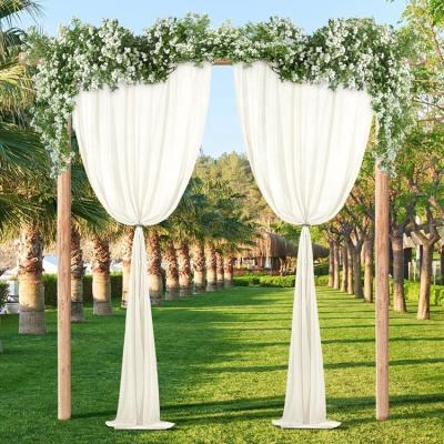 China Curtains Wedding Backdrop Simple Design Chiffon Backdrop Curtain Along Polyester Modern White Silky Swag For Wedding for sale