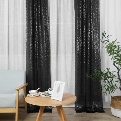 China New Product Black Glitter Curtain Backdrop Luxury Light Weight Embroidered Embroidered Curtain With Sequin for sale