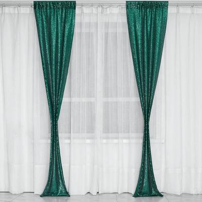 China Wholesale Green Sequin Rectangle Backdrop Seamless Curtains Glitter Sequin Backdrop Curtains For Wedding Decoration for sale