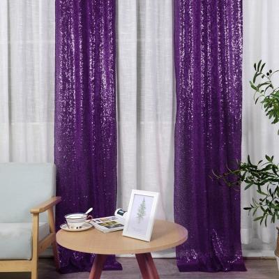 China Wholesale Purple Curtain Backdrop Photography Purple Glitter Backdrop Curtain Factory With Embroidered Sequin for sale