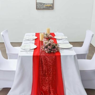 China Table runner gauze china supplier red color solids woven chiffon table runner for birthday party for sale