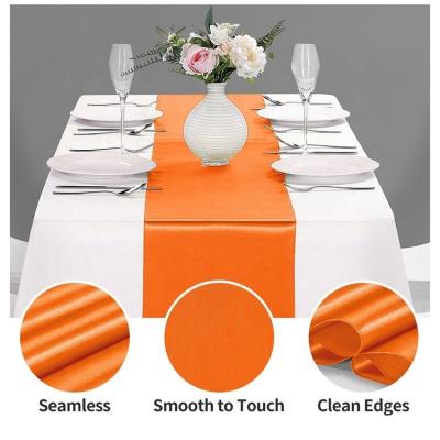 China Modern Fashionable Soft Modern Style Table Runner Orange Smooth Polyester Satin Table Runner For Banquet for sale