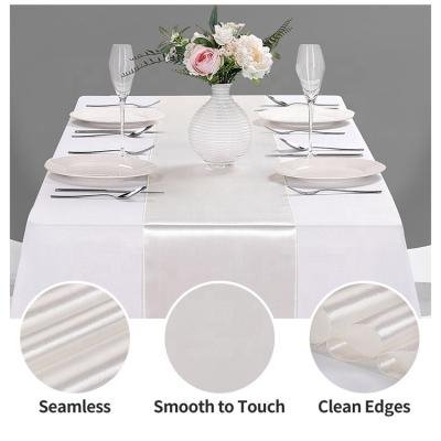 China Modern Design Custom White Soft Polyester Woven Satin Table Runner Table Runner Beautiful For Home Decoration for sale