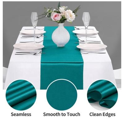 China Beautiful table runner new design colorful simple silky light polyester satin table runner set for party for sale