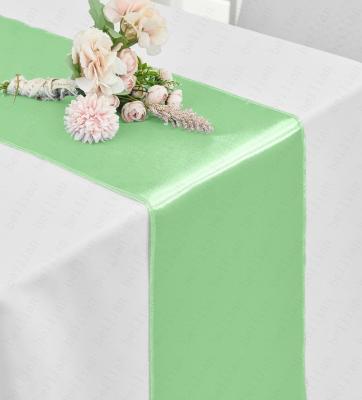 China Modern luxury style polyester mint green table runner smooth woven table runner for banquet table for sale