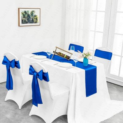 China Best Selling Purple Table Runner Products Sapphire Blue Polyester Dining Silky Carpet Table Runner For Dinner for sale