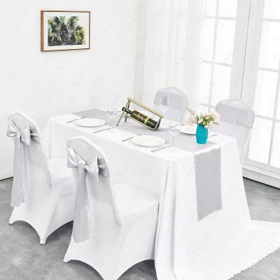 China Plain Simple Silver Polyester New Products Satin Table Runner Smooth Soft Soft Table Runner For Valentine's Day for sale