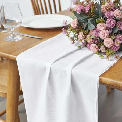 China Beautiful long chiffon table runner new style solid white dyed long soft simple chiffon table runner for party for sale