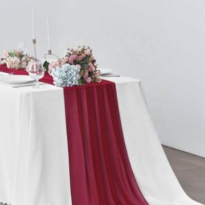 China Polyester red modern material long style silky woven table runners tea table runner for wholesale for sale