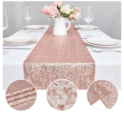 China Beautiful new style sequin table runners for wedding beautiful new style fancy design luxury rose gold sequin table runner for wedding for sale