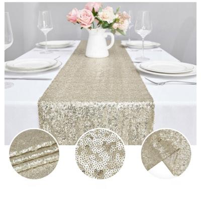 China Top selling decorative table runner beautiful products gold glitter sequin soft dining table runner for decorative for sale