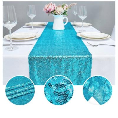 China Luxury table runner set fashion design beautiful navy blue luxury soft embroidered table runner set with high quality for sale