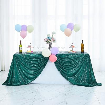 China Light Green Sequin Wholesale Soft Rectangle Party Seamless Tablecloths With Machine Embroidery for sale