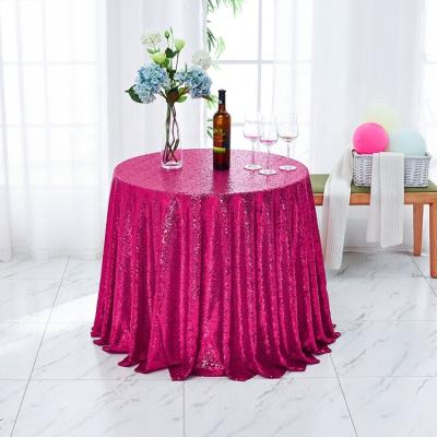 China Wholesale Lightweight Seamless Round Sequin Embroidered Rolls Table Cloth For Cafe for sale