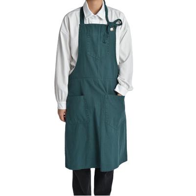 China C2U Stonewashed Durable Wearing Stonewashed Dark Green Linen Apron for sale