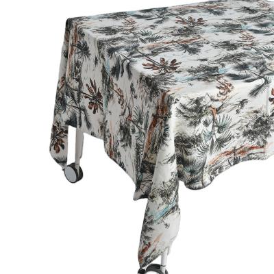 China Floral Dining Linen Tablecloth Eco-frinedly C2U Decorative Flower Table Cloth Fabric for sale