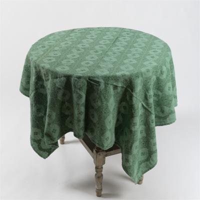 China Eco-frinedly C2U Customize Embroidery Homeuse Natural Linen Washed Canvas Tablecloths for sale