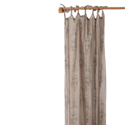 China Blackout C2U Light Shading Blackout French Linen Floral Printed Linen Sheer Curtain for sale