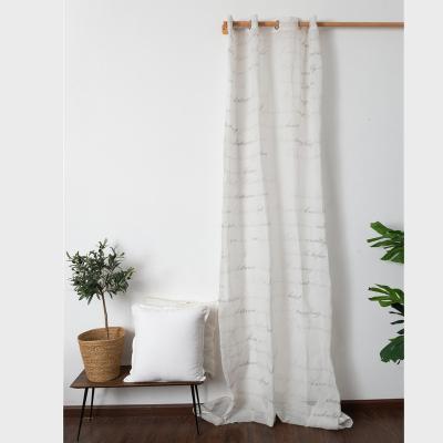 China C2U Stonewashed Ties Plain Organic French Pure Linen Sheer Curtain for sale