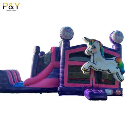 China Outdoor/Indoor Commercial Inflatable Jumper Bouncer Combo Bounce House Unicorn Bouncy Bouncy Castle for sale