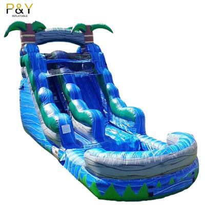 China Commercial Blue Inflatable Palm Tree Crush Outdoor/Indoor Commercial Blue Inflatable Water Surf Dry And Wet Adult Slides for sale