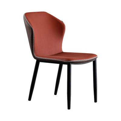 China New Minimalist Popular Dining Room Furniture Modern PU Leather Chairs Metal Legs Dining Chairs for sale