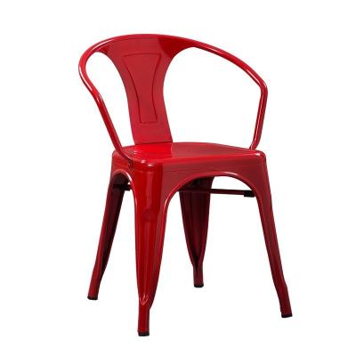 China Industrial Metal Dining Chair Restaurant Chairs With Arms Space Saving Furniture for sale