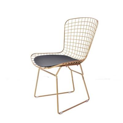 China Restaurant Cheap Fast Food Fur Leather Cooling Legs Gold Metal Dining Chair for sale