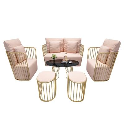 China Modern Nordic modern double sofa combination clothing store salon sofa beauty gold style INS iron art sofa for sale