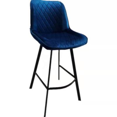 China Modern Home Bar Furniture Personality Velvet Fabric Upholstered Metal Leg Bar Stools for sale