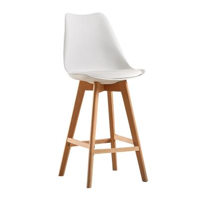 China Modern Nordic Coffee Step Stools Beech Wood Leg Living Room Tulip PP Bar Stool PU Cushion Bar Chair for sale