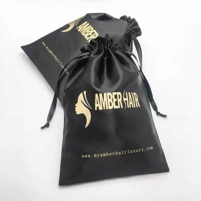 China Drawstring Pouch Jewelry Bag Customized Satin Bags For Hair Bundles Satin Wig Hair Storage Bag With Logo for sale