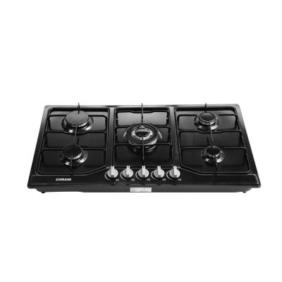 China Hotel black painting stainless steel with enamel Pan Support built in gas cooktop for sale