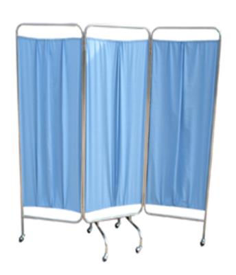 China 3 Folding Stainless Steel Ward Screen Hospital Furniture Bed Ward Folding Screen for sale