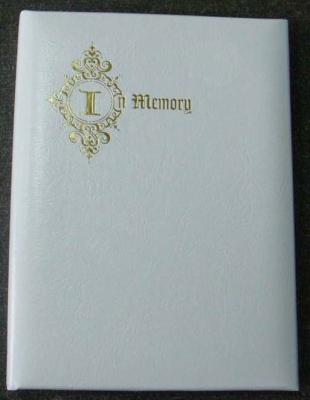 China White 6 Ring Binder Gold Foil Funeral Memorial Books of Classic Paper for sale