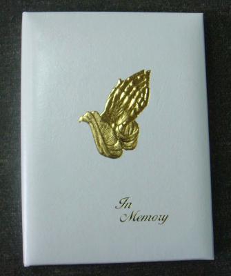 China White Praying Hands Gold Stamped Funeral Memorial Books , Registry Book For Funeral for sale