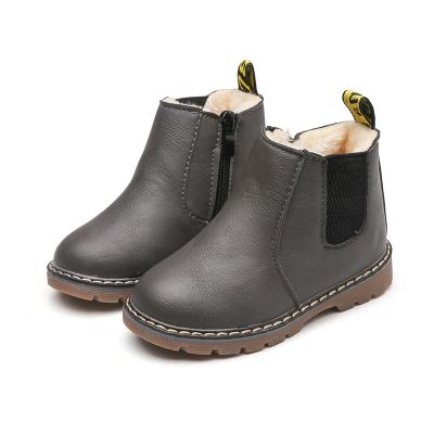 China Waterproof girls waterproof new winter boys short boots plus thicken leather shoes children warm Martin boots for sale