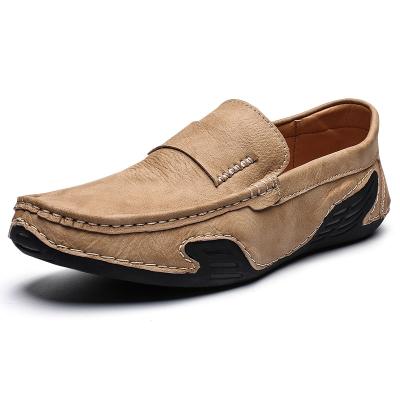 China Anti-Slippery Casual Slip On Formal Loafers Dress Tobacco Black Shoes Genuine Leather Men's Casual Shoes for sale