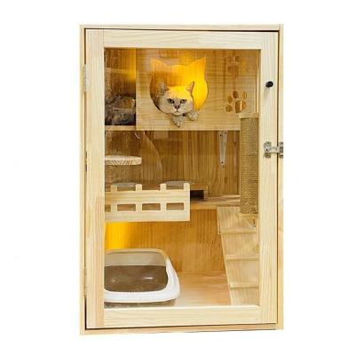 China Breathable High Quality Villa Pet Cage Display Cabinet Luxury Solid Wood Pet House For Cat for sale