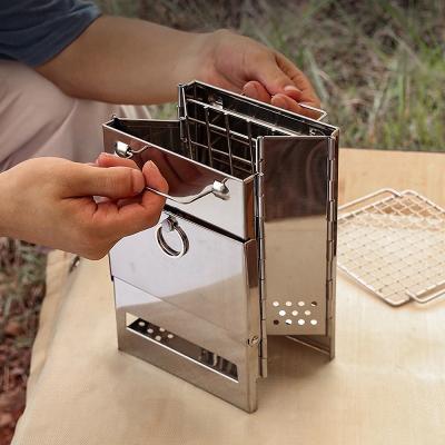 China 21*23*38 Charcoal BBQ Grill Stainless Steel Foldable Outdoor Portable Foldable Camping Stove for sale