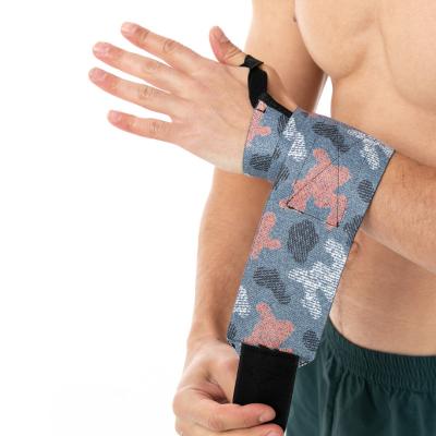 China Comfortable Nylon Knitted Fabrics Wrist Wraps Protective Bodybuilding Training Gym Weightlifting Wrist Straps for sale