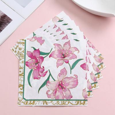 China Floral Printed Super Soft Colorful Paper Napkins Wholesale Wedding Flower Printed Bridal Party Paper Napkins for sale