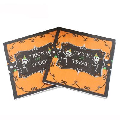 China Printed Halloween Pumpkin Print Napkins Tissue Halloween Party Decoration Napkin Paper Napkins for sale