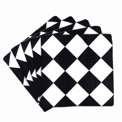 China Printed Colorful Dinner Table Plaid Paper Napkin Topic Party Decoration Supplies Checkered Paper Napkins for sale