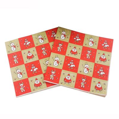 China Christmas Party Paper Napkins Festival Holiday Printed Santa Claus Paper Napkins Decoration for Restaurant for sale