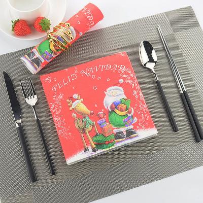 China Wholesale High Quality Colorful Printed Disposable Santa Claus Elk Paper Napkins Christmas Dinner Table Paper Napkins for sale