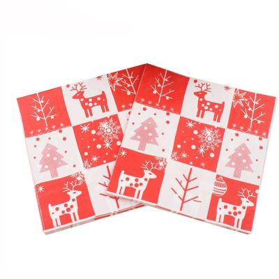 China Christmas Paper Napkins Cartoon Elk Holiday Party Dinner Printed Exquisite Paper Napkins for sale