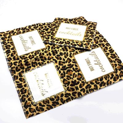 China Wholesale High Quality Leopard Printing Towels Universal Letter Printed Bronzing Party Paper Towels for sale